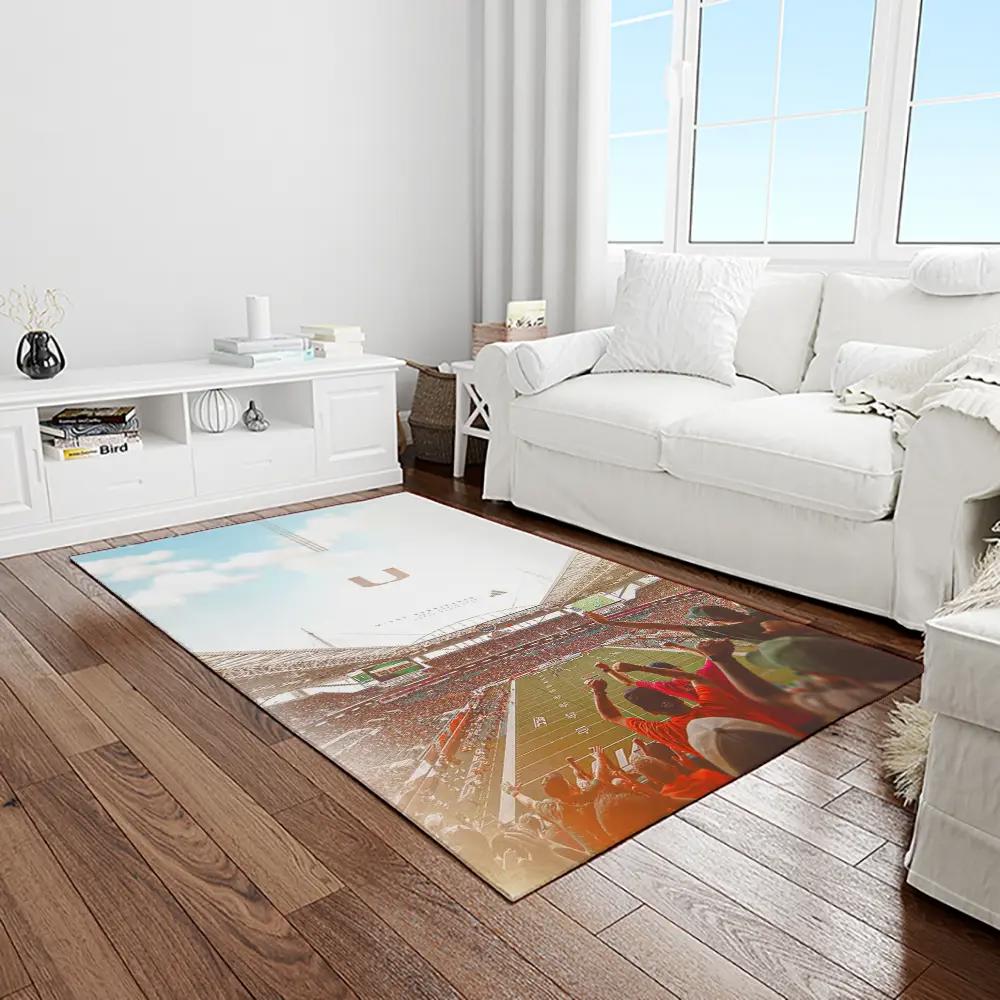 Ncaa miami hurricanes sport basketball and foolball team logo rectangle area rug mh11 Rectangle Rug