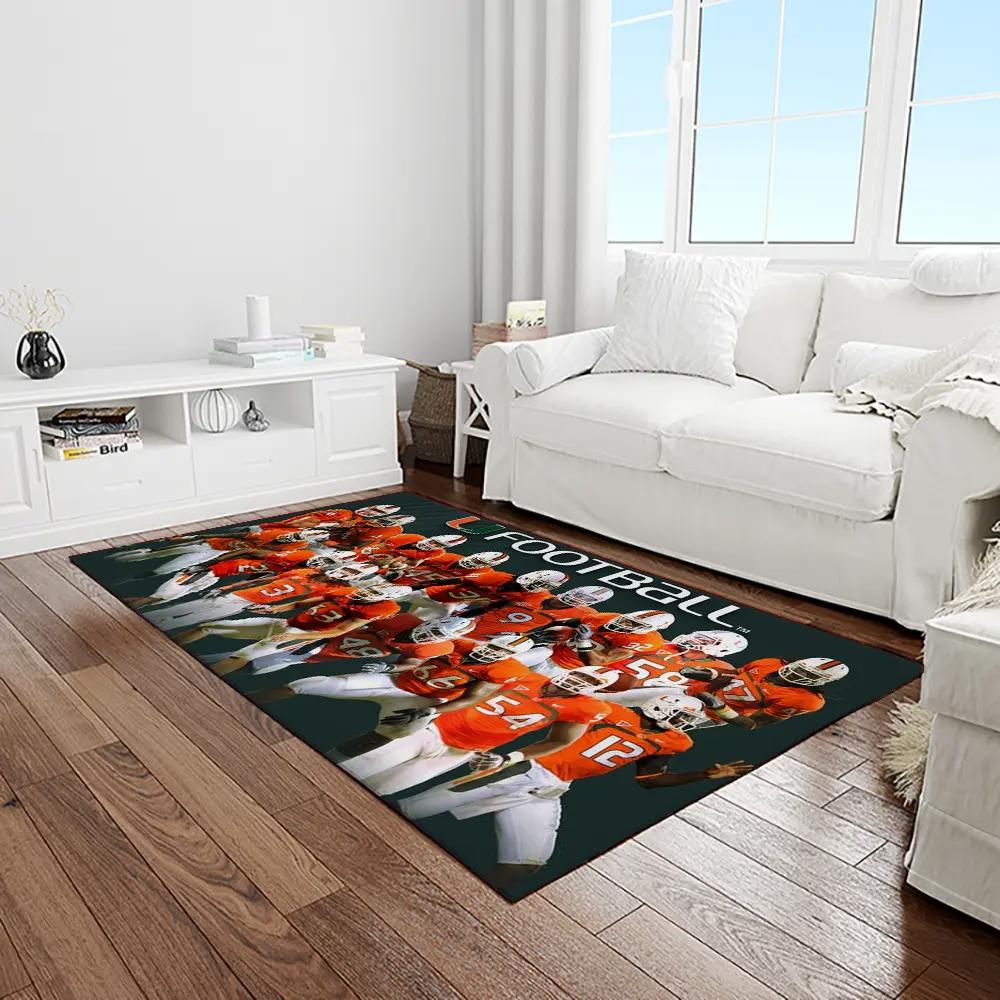 Ncaa miami hurricanes sport basketball and foolball team logo rectangle area rug mh17 Rectangle Rug