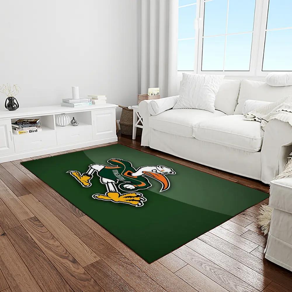 Ncaa miami hurricanes sport basketball and foolball team logo rectangle area rug mh40 Rectangle Rug