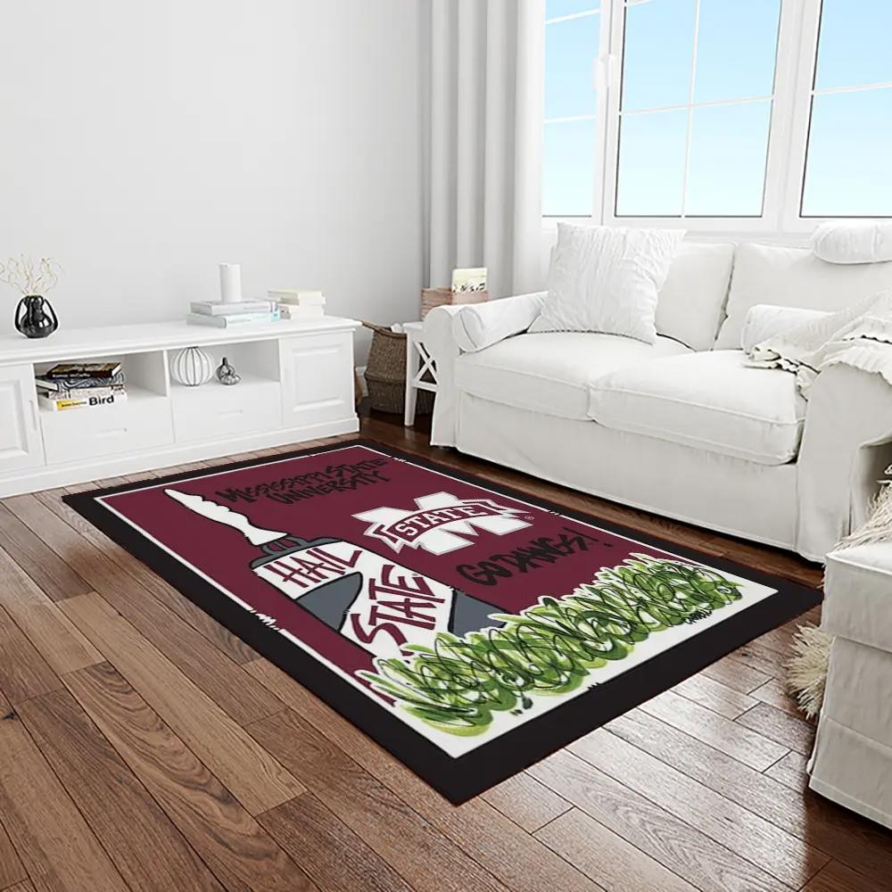 Ncaa mississippi state bulldogs college sport basketball and foolball team logo rectangle area rug msb51 Rectangle Rug