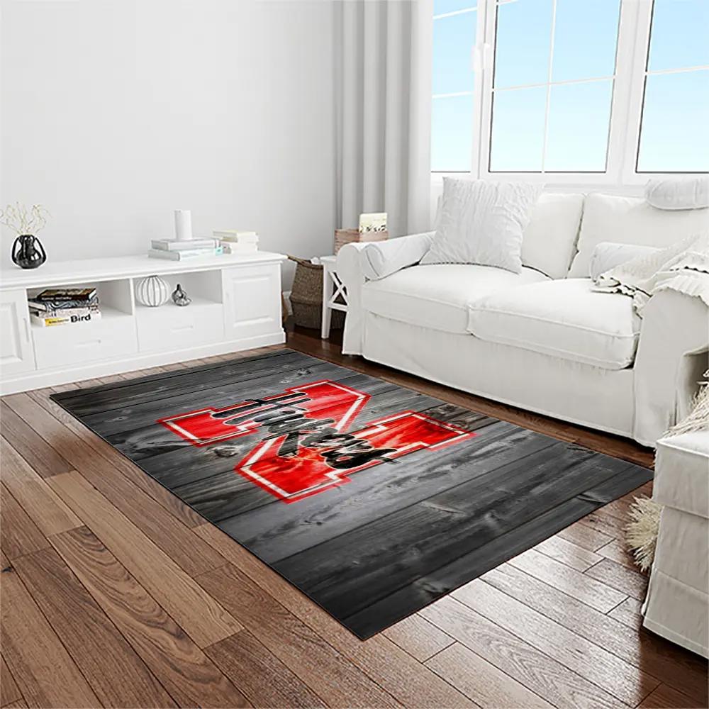 Ncaa nebraska cornhuskers college sport basketball and foolball team logo rectangle area rug ncs03 Rectangle Rug