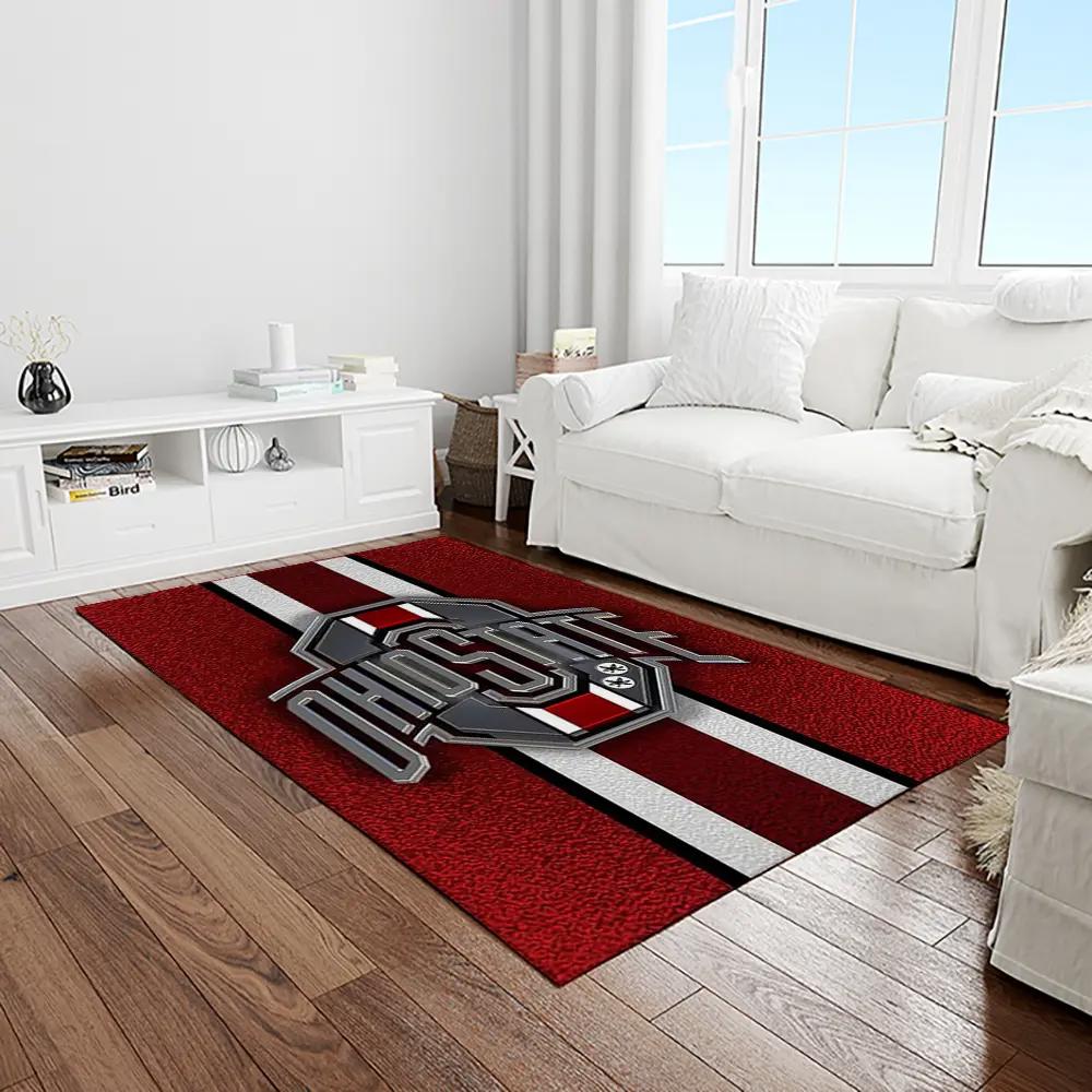 Ncaa ohio state buckeyes college sport basketball and foolball team logo rectangle area rug osb41 Rectangle Rug
