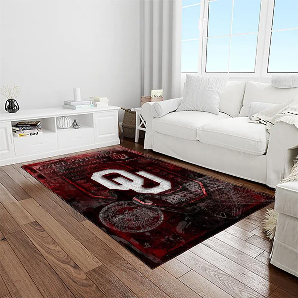 Ncaa oklahoma sooners sport basketball and foolball team logo rectangle area rug os87 Rectangle Rug