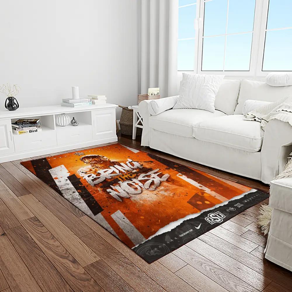 Ncaa oklahoma state cowboys sport basketball and foolball team logo rectangle area rug osc15 Rectangle Rug