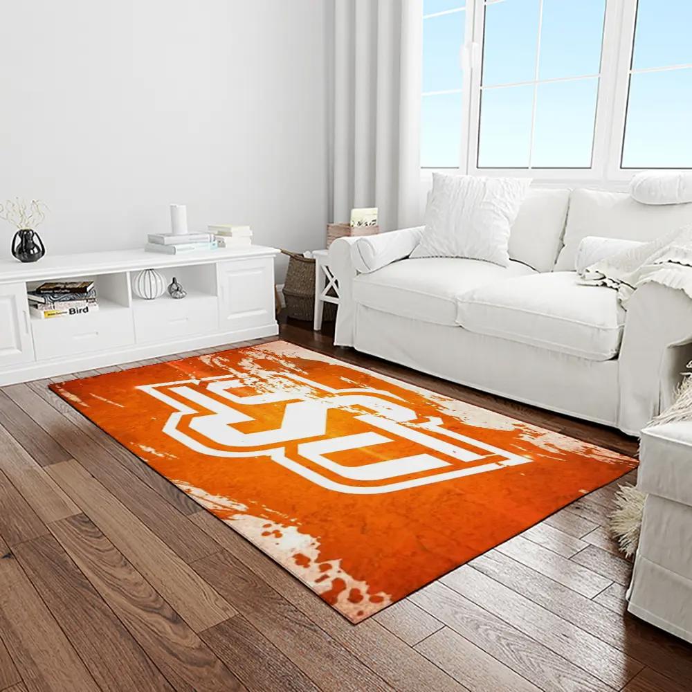Ncaa oklahoma state cowboys sport basketball and foolball team logo rectangle area rug osc39 Rectangle Rug