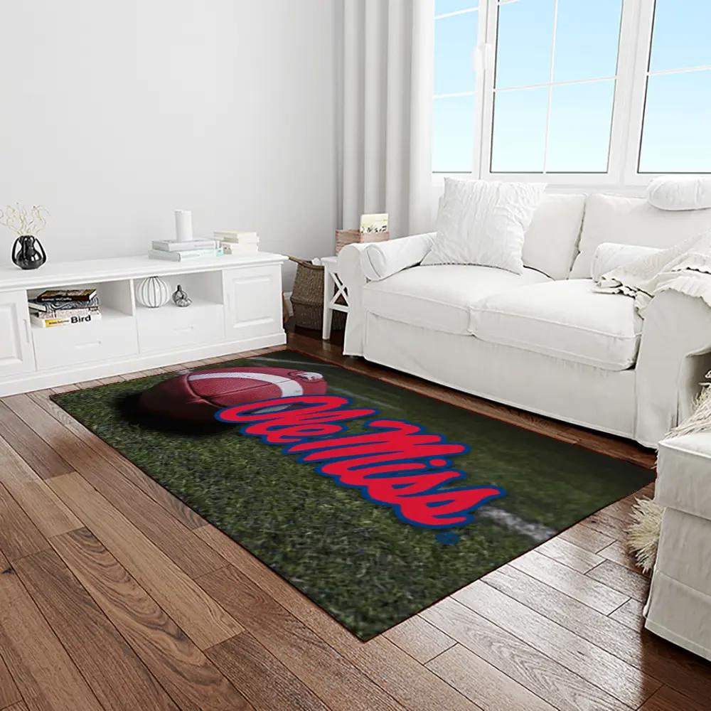 Ncaa ole miss rebels sport basketball and foolball team logo rectangle area rug omr29 Rectangle Rug