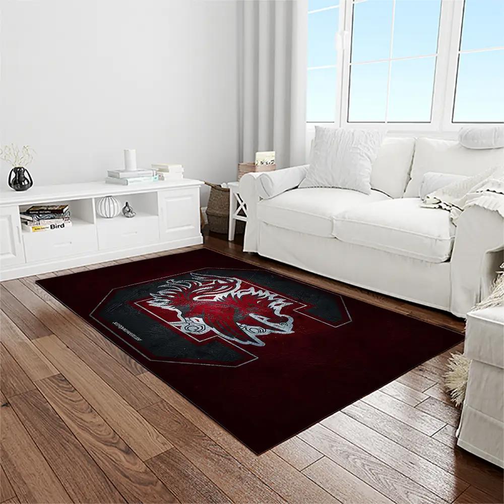 Ncaa south carolina gamecocks college sport basketball and foolball team logo rectangle area rug scg08 Rectangle Rug
