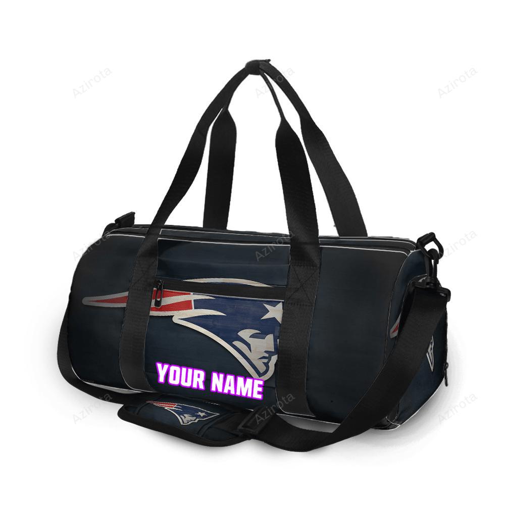 New england patriots blue wood personalized name travel bag gym bag 1033 Travel Bag