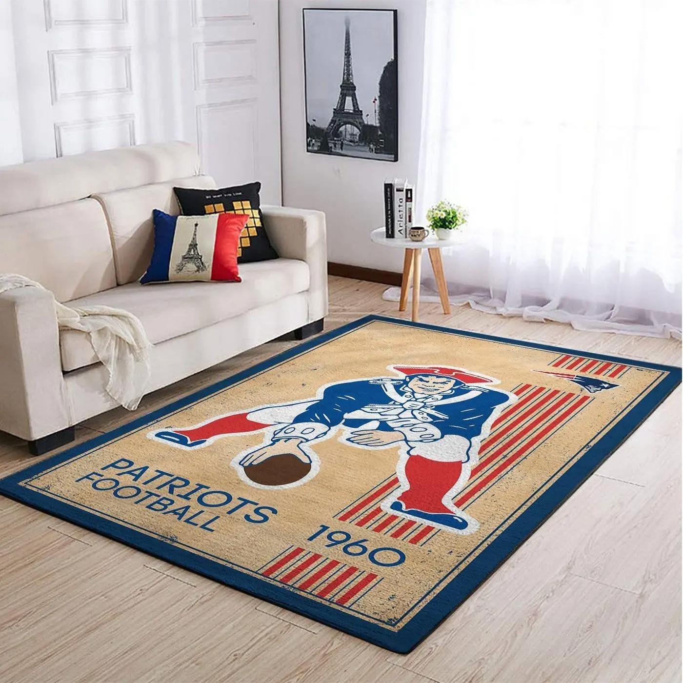 New england patriots nfl rugs retro style living room  rug regtangle carpet Rectangle Rug