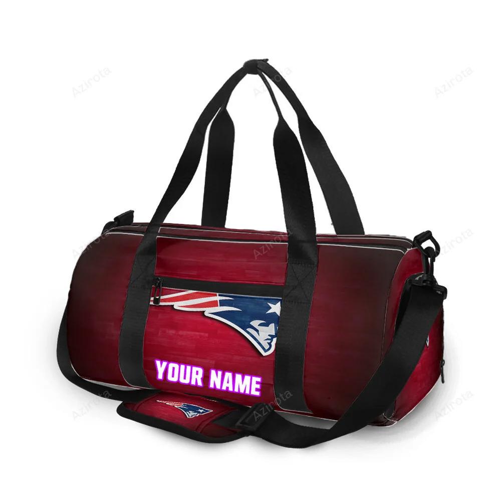 New england patriots red wood personalized name travel bag gym bag 1123 Travel Bag