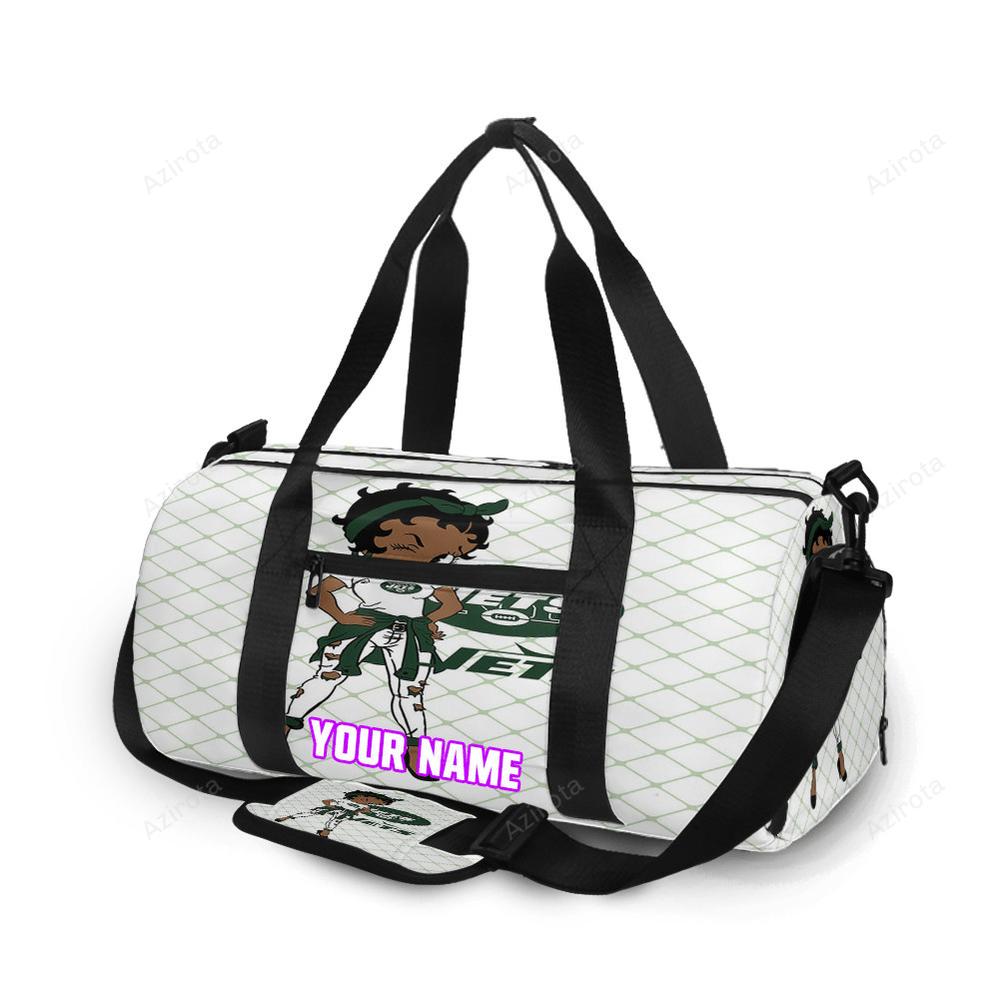New york jets betty boop v37 personalized name travel bag gym bag 789 Travel Bag