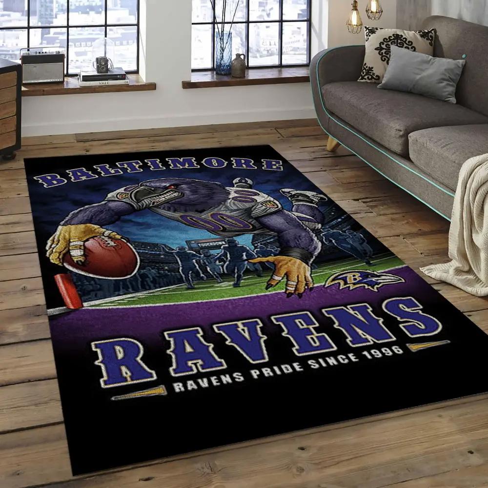 Nfl baltimore ravens match football team logo rectangle ares rug brv18 Rectangle Rug