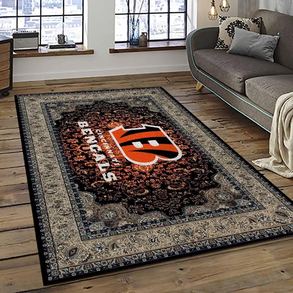 Nfl cincinnati bengals football team logo sport carpet area rug who dey nation gift for friends cnns2 Rectangle Rug