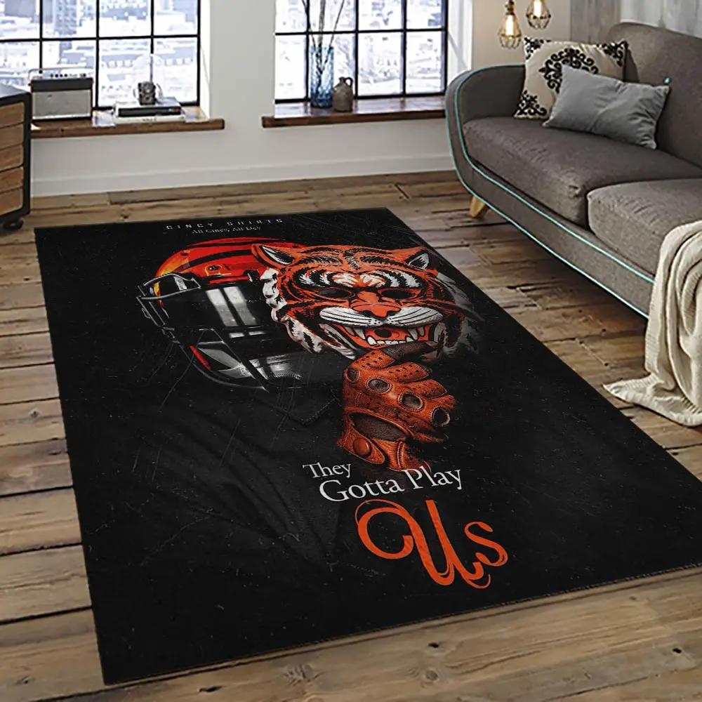 Nfl cincinnati bengals football team logo sport carpet area rug who dey nation gift for friends cnns25 Rectangle Rug