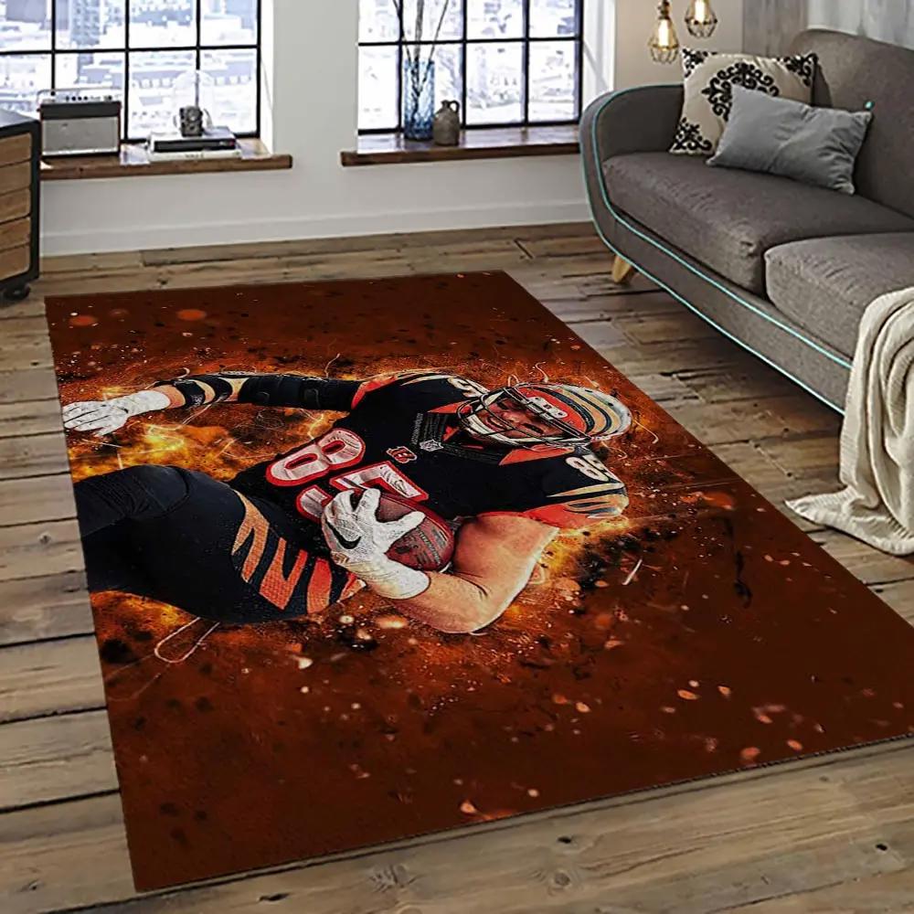 Nfl cincinnati bengals football team logo sport carpet area rug who dey nation gift for friends cnns41 Rectangle Rug