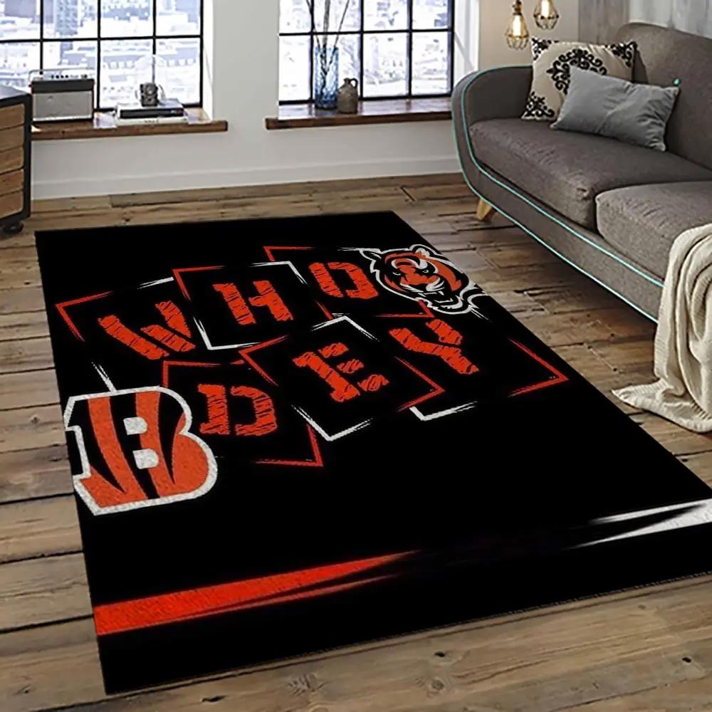 Nfl cincinnati bengals football team logo sport carpet area rug who dey nation gift for friends cnns64 Rectangle Rug