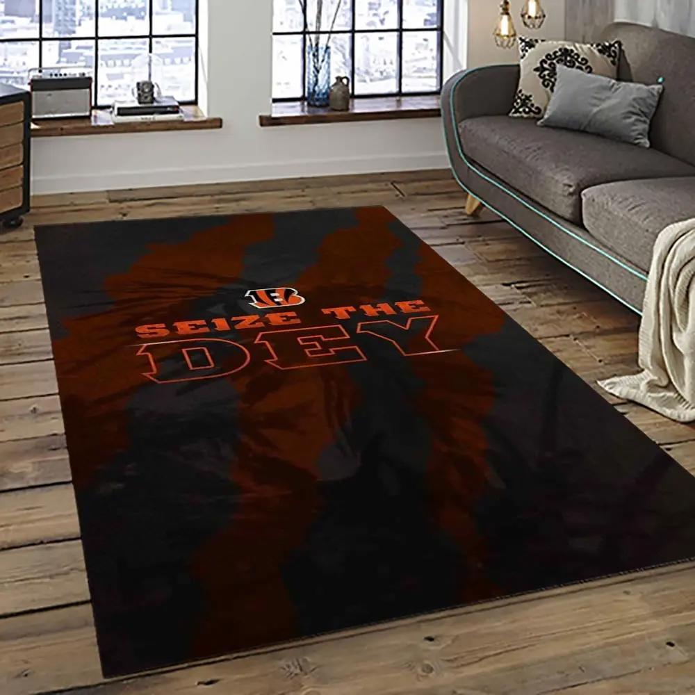 Nfl cincinnati bengals football team logo sport carpet area rug who dey nation gift for friends cnns74 Rectangle Rug
