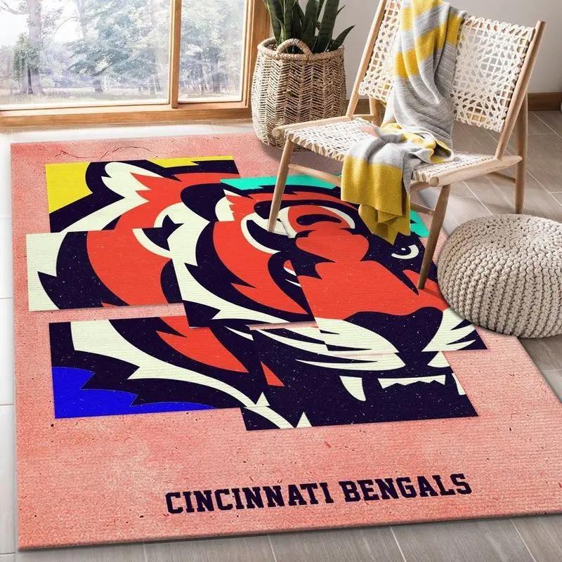 Nfl cincinnati bengals team area rug living room carpet home rug 10 Rectangle Rug