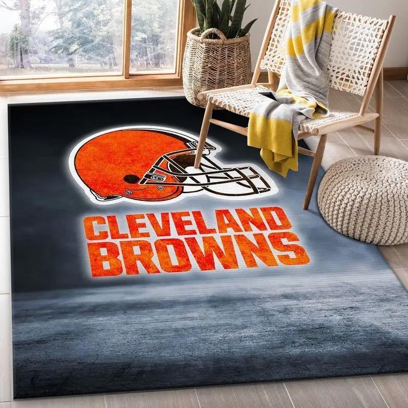 Nfl cleveland browns area rug football rug carpet floor decor home decor 11 Rectangle Rug