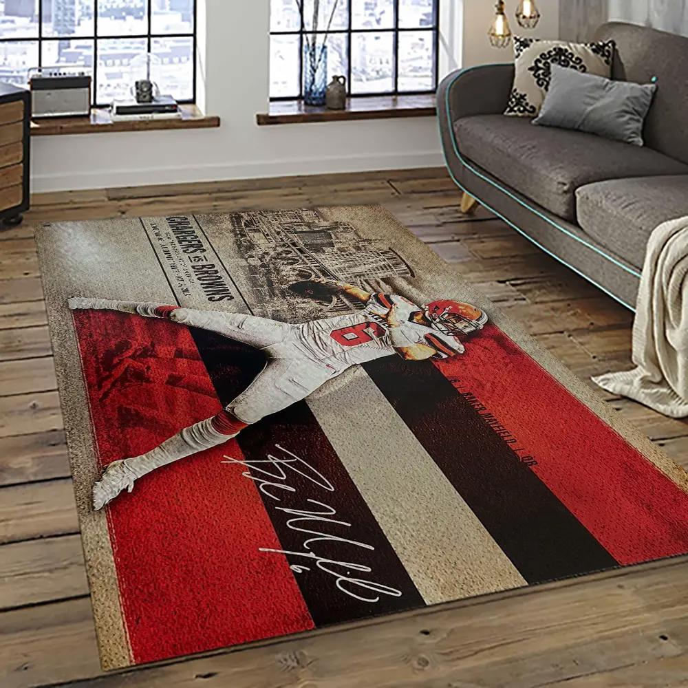 Nfl cleveland browns football team logo sport carpet rectangle area rug for living room cb32 Rectangle Rug