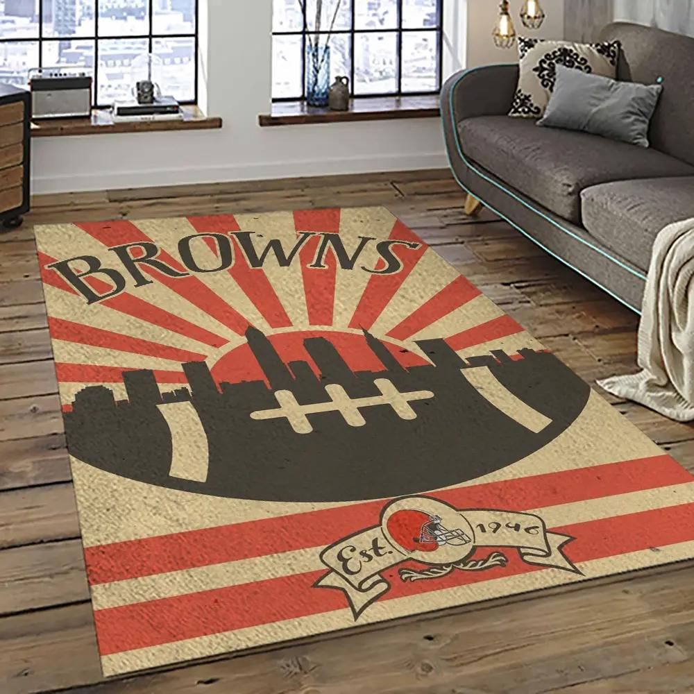 Nfl cleveland browns football team logo sport carpet rectangle area rug for living room cb54 Rectangle Rug