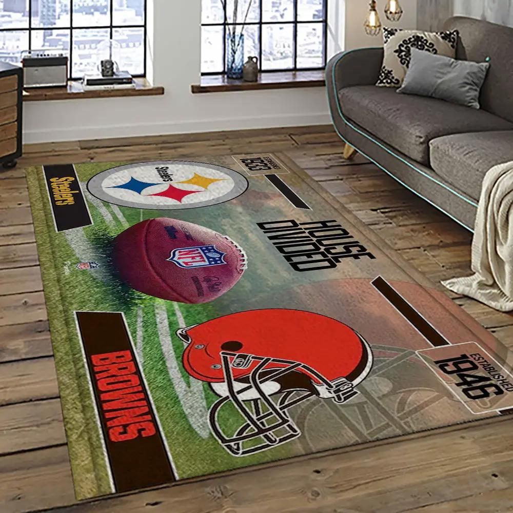 Nfl cleveland browns football team logo sport carpet rectangle area rug for living room cb83 Rectangle Rug