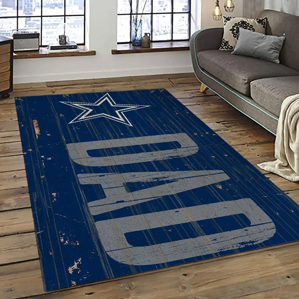 Nfl dallas cowboy football team logo sport carpet rectangle area rug for living room dc03 Rectangle Rug