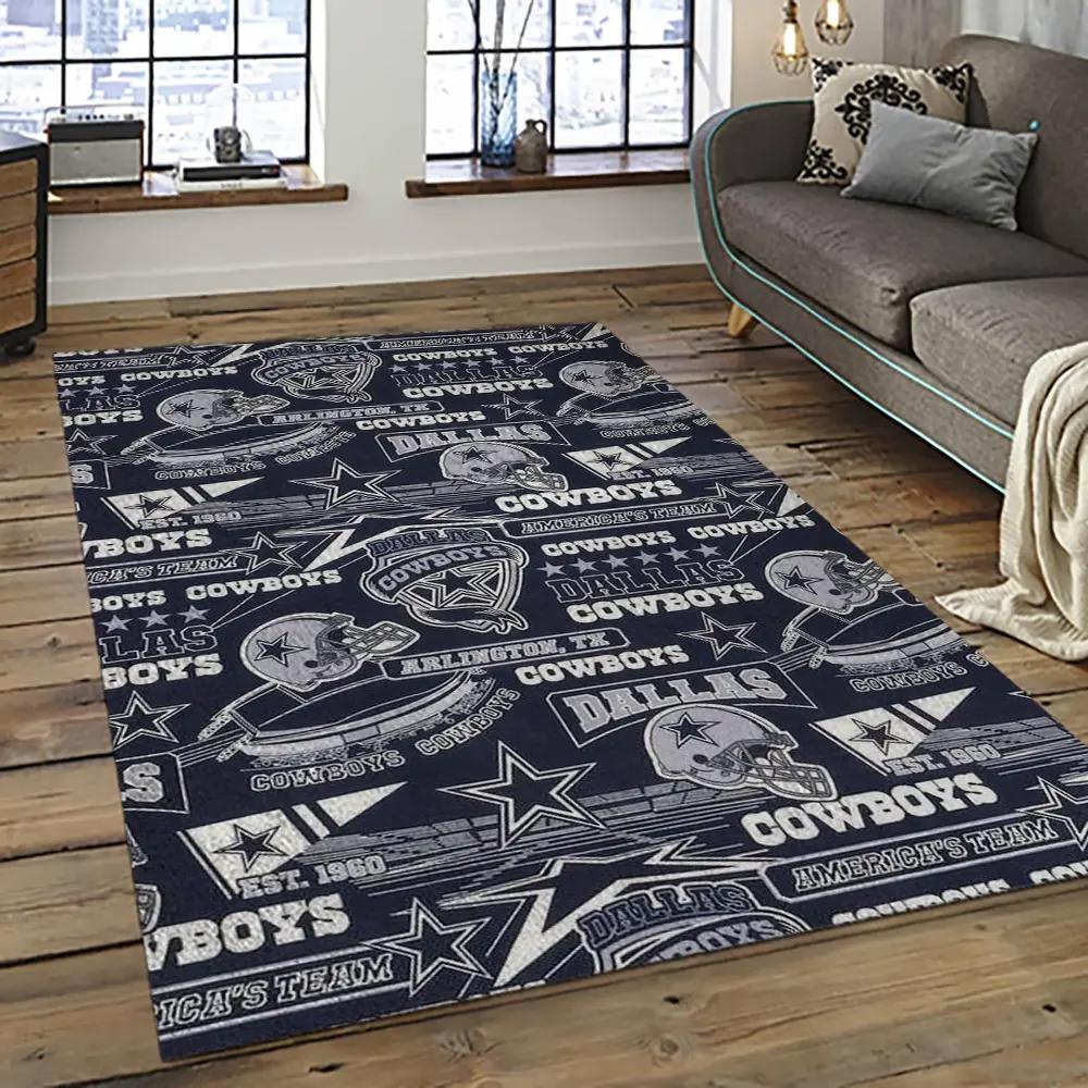 Nfl dallas cowboy football team logo sport carpet rectangle area rug for living room dc28 Rectangle Rug