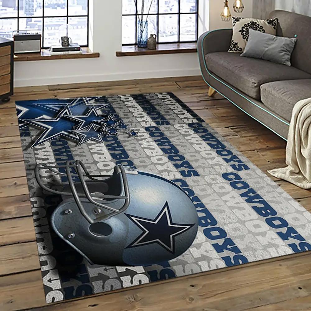 Nfl dallas cowboy football team logo sport carpet rectangle area rug for living room dc69 Rectangle Rug