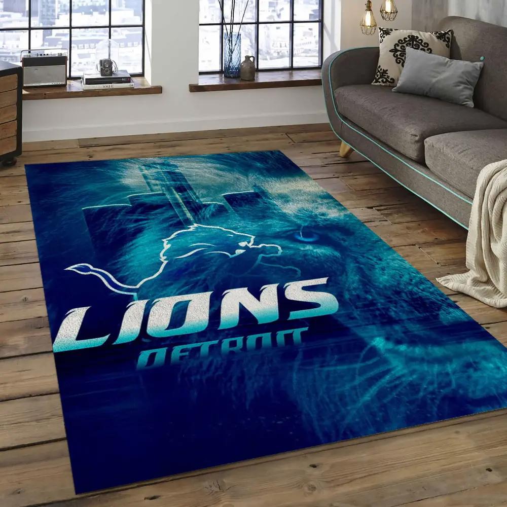 Nfl detroit lions football team logo rectangle area rug dl27 Rectangle Rug
