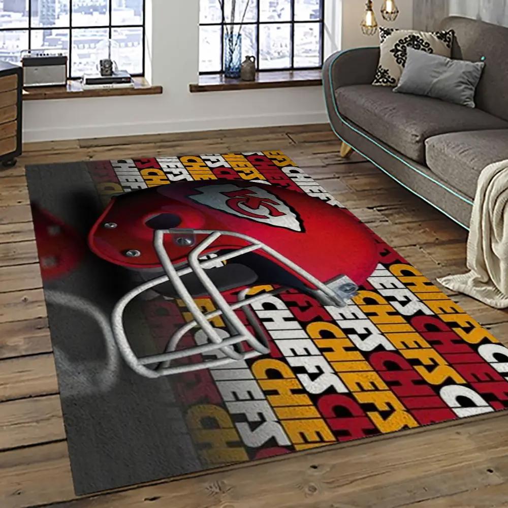 Nfl kansas city chiefs football team logo sport carpet rectangle area rug for living room kcc29 Rectangle Rug
