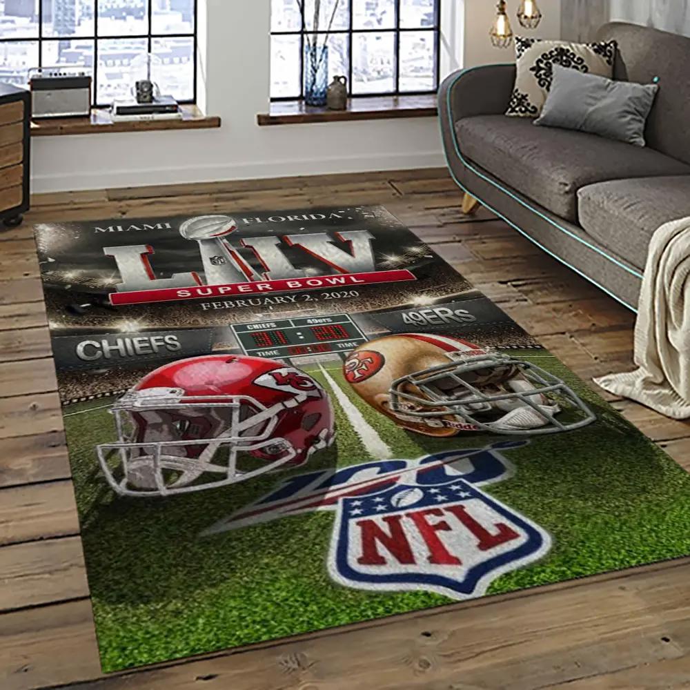 Nfl kansas city chiefs football team logo sport carpet rectangle area rug for living room kcc41 Rectangle Rug