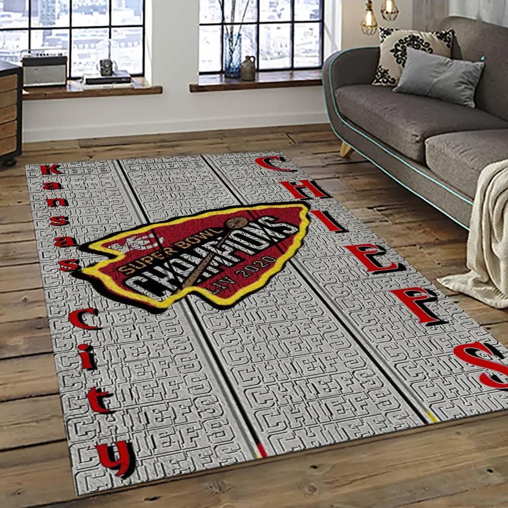 Nfl kansas city chiefs football team logo sport carpet rectangle area rug for living room kcc50 Rectangle Rug
