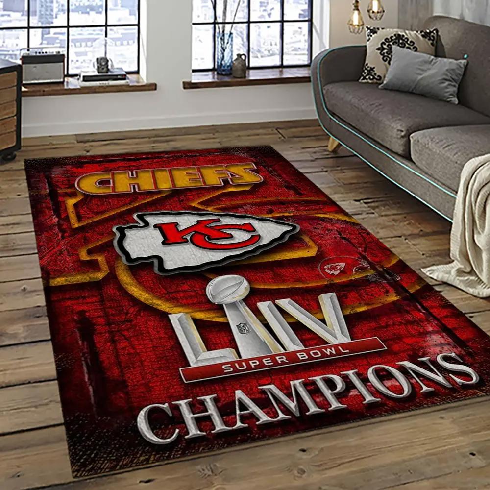 Nfl kansas city chiefs football team logo sport carpet rectangle area rug for living room kcc76 Rectangle Rug