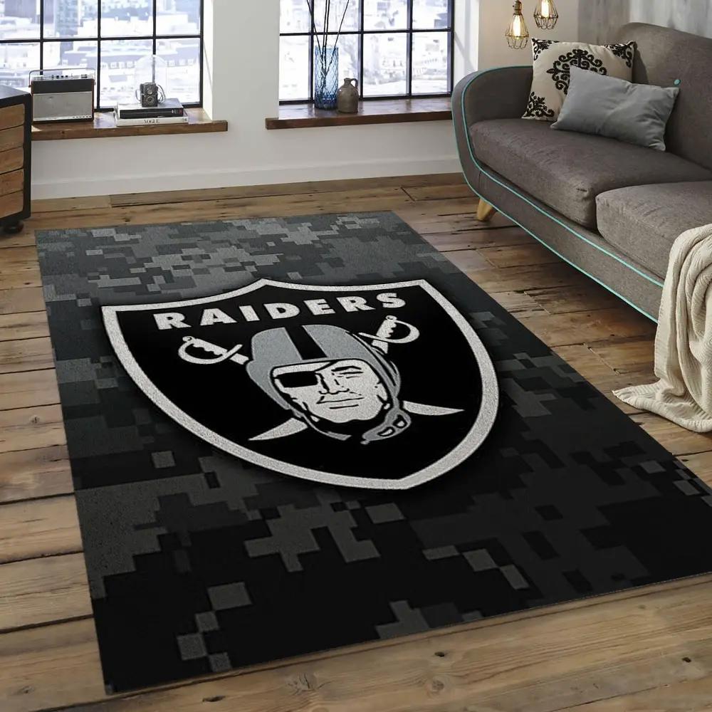 Nfl las vegas raiders football team logo rectangle area rug lvr28 Rectangle Rug