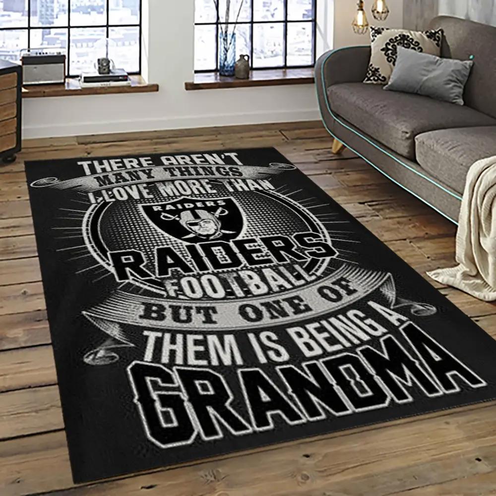 Nfl las vegas raiders football team logo sport carpet rectangle area rug for living room lvrd18 Rectangle Rug