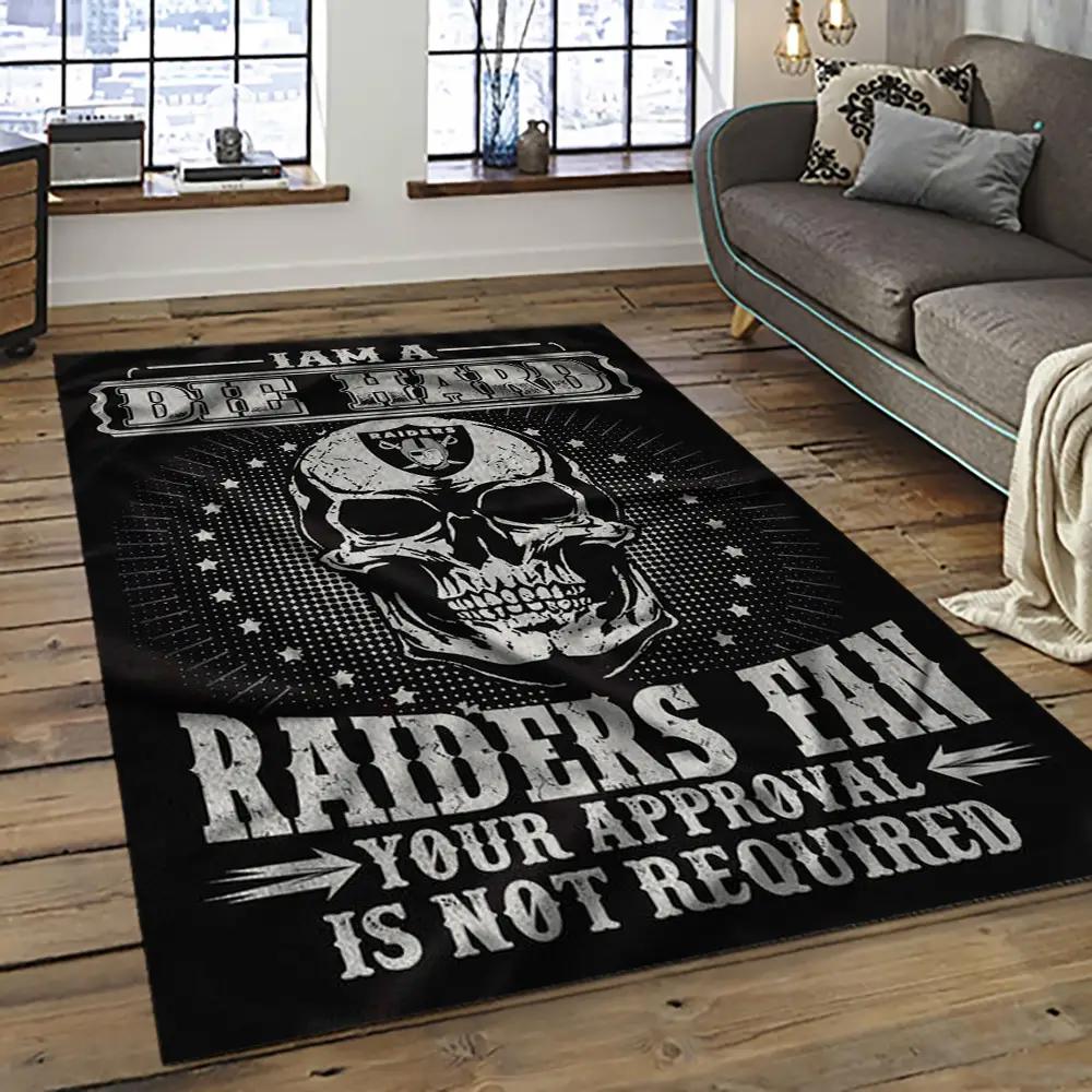 Nfl las vegas raiders football team logo sport carpet rectangle area rug for living room lvrd59 Rectangle Rug