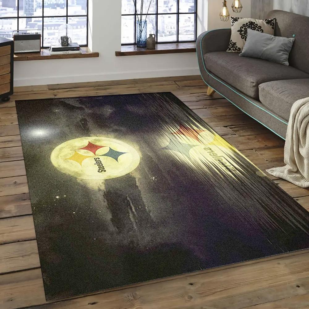 Nfl pittsburgh steelers majestic football team logo area rug psf13 Rectangle Rug