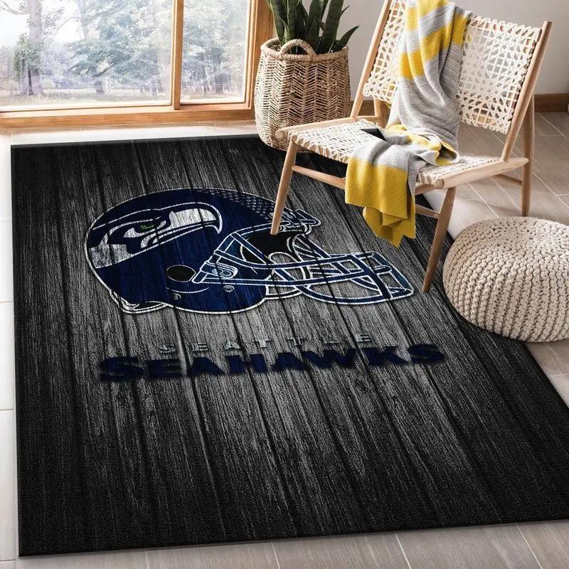 Nfl seattle seahawks football sport rug wooden style living room area rug Rectangle Rug