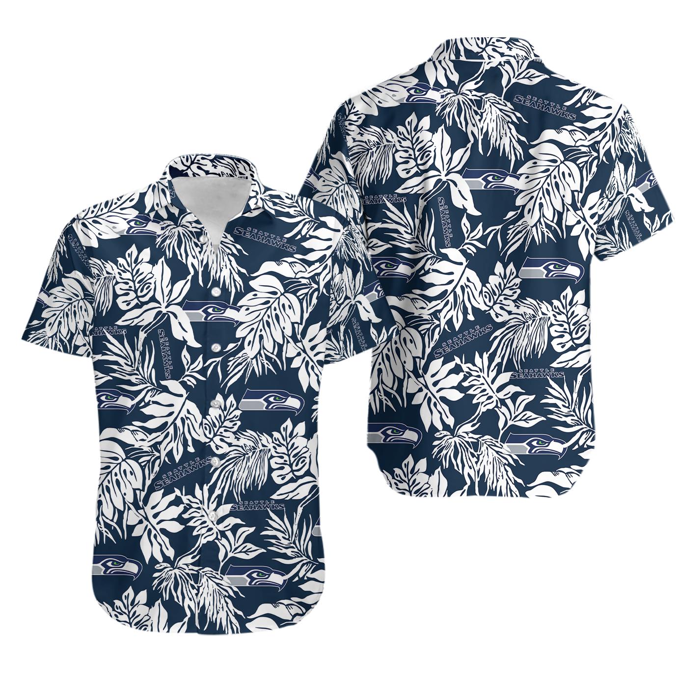 Nfl seattle seahawks tropical leafs hawaiian shirt Hawaii Shirt Shorts & Flip Flops