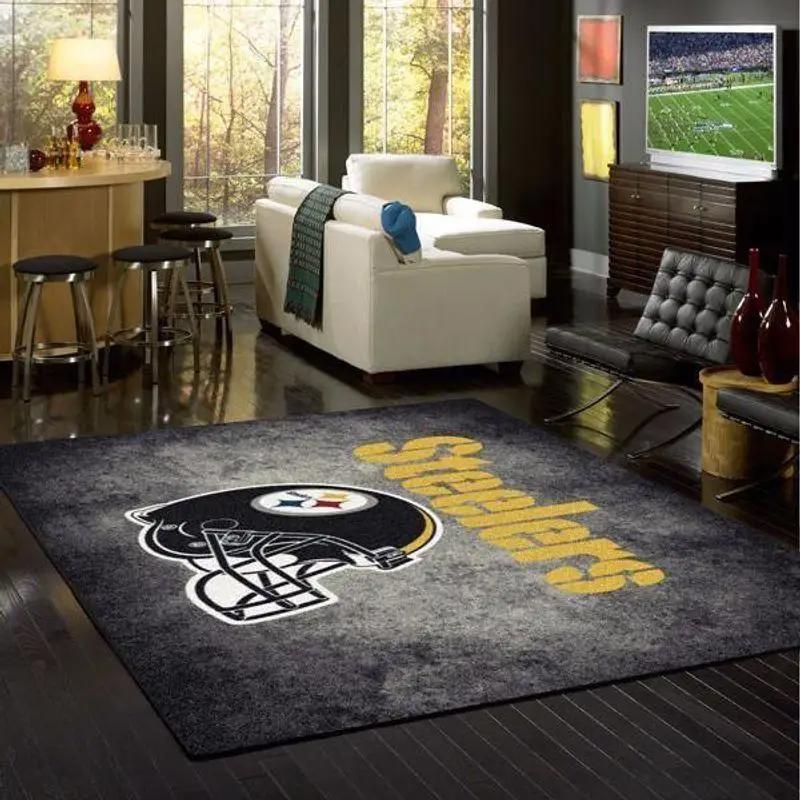 Nfl team pittsburg steelers distressed nice gift area rug area rug living room carpet rug regtangle carpet floor decor home decor Rectangle Rug