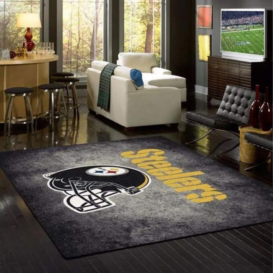 Nfl team pittsburg steelers distressed nice gift area rug living room rug home decor Rectangle Rug