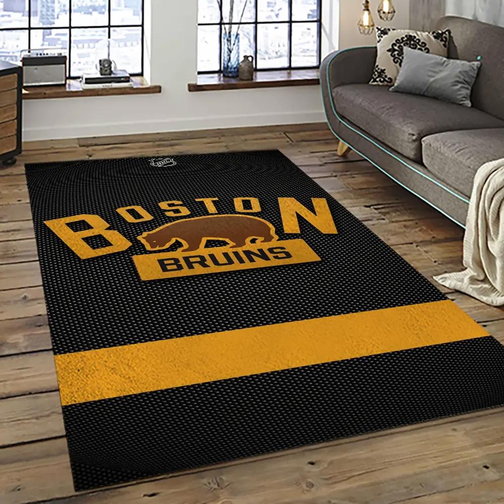 Nhl boston bruins hockey team logo sport carpet rectangle area rug for living room bb23 Rectangle Rug