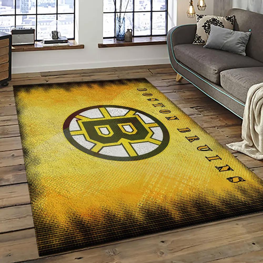 Nhl boston bruins hockey team logo sport carpet rectangle area rug for living room bb39 Rectangle Rug