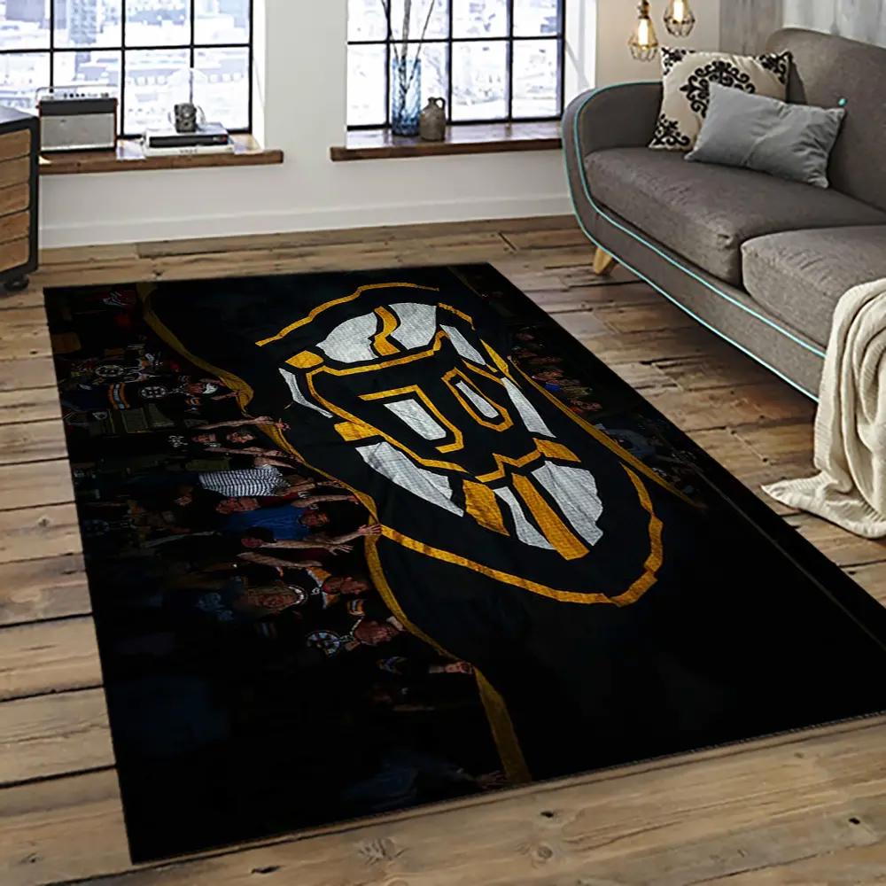 Nhl boston bruins hockey team logo sport carpet rectangle area rug for living room bb52 Rectangle Rug