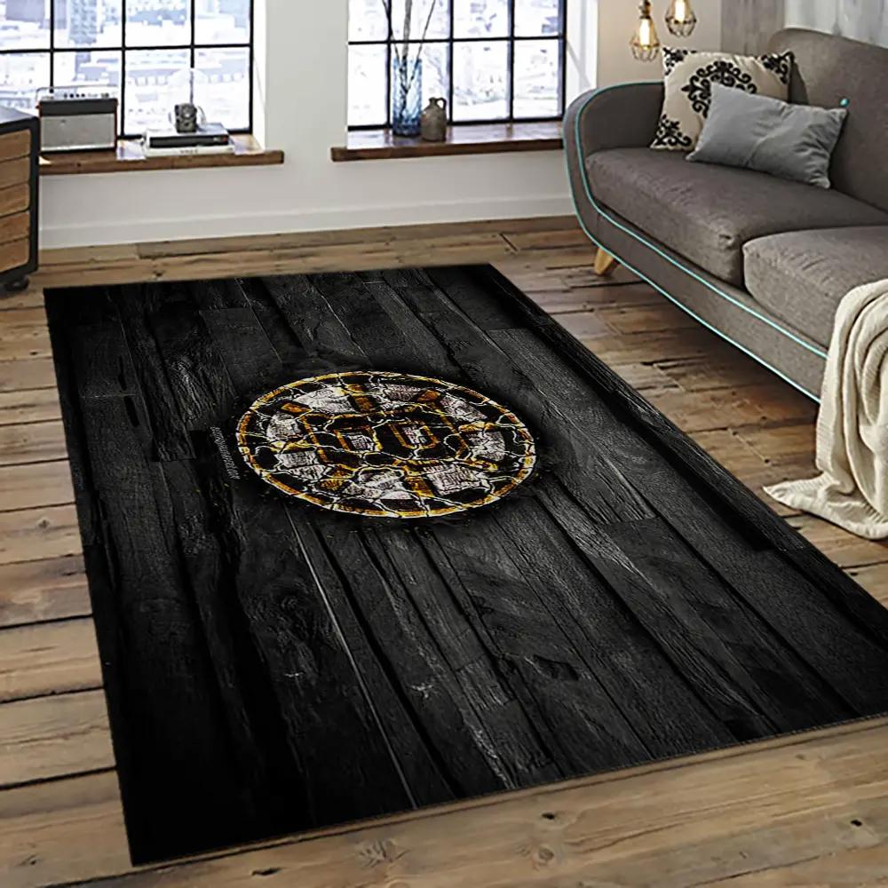 Nhl boston bruins hockey team logo sport carpet rectangle area rug for living room bb71 Rectangle Rug