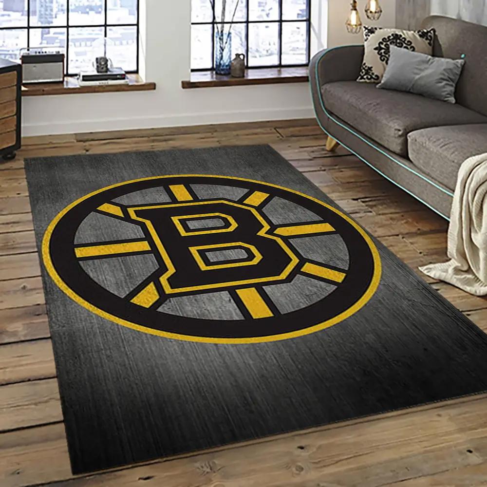 Nhl boston bruins hockey team logo sport carpet rectangle area rug for living room bb76 Rectangle Rug
