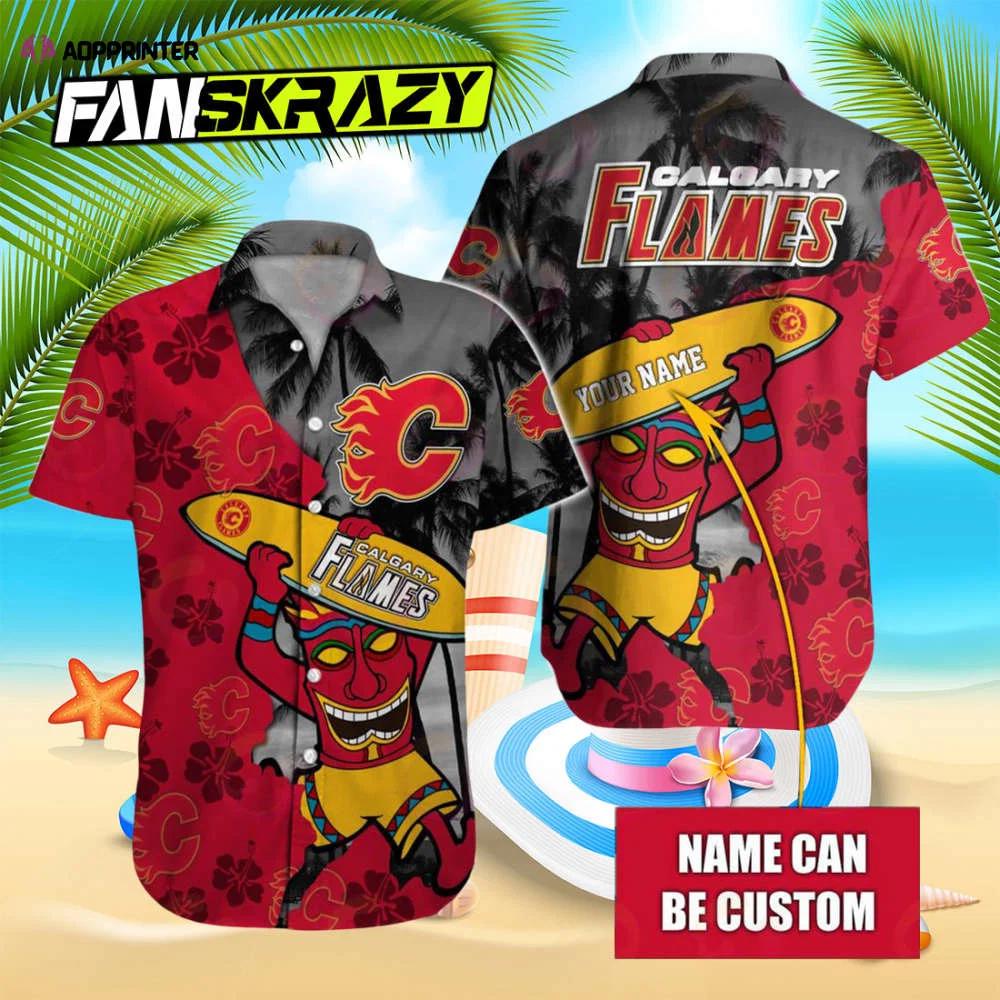 Nhl calgary flames special native hawaiians design button shirt Hawaii Shirt