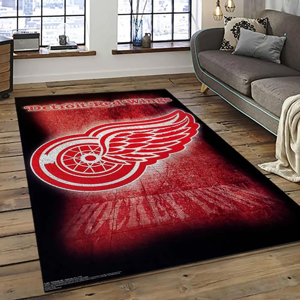 Nhl detroit red wings hockey team logo sport carpet rectangle area rug for living room drw32 Rectangle Rug