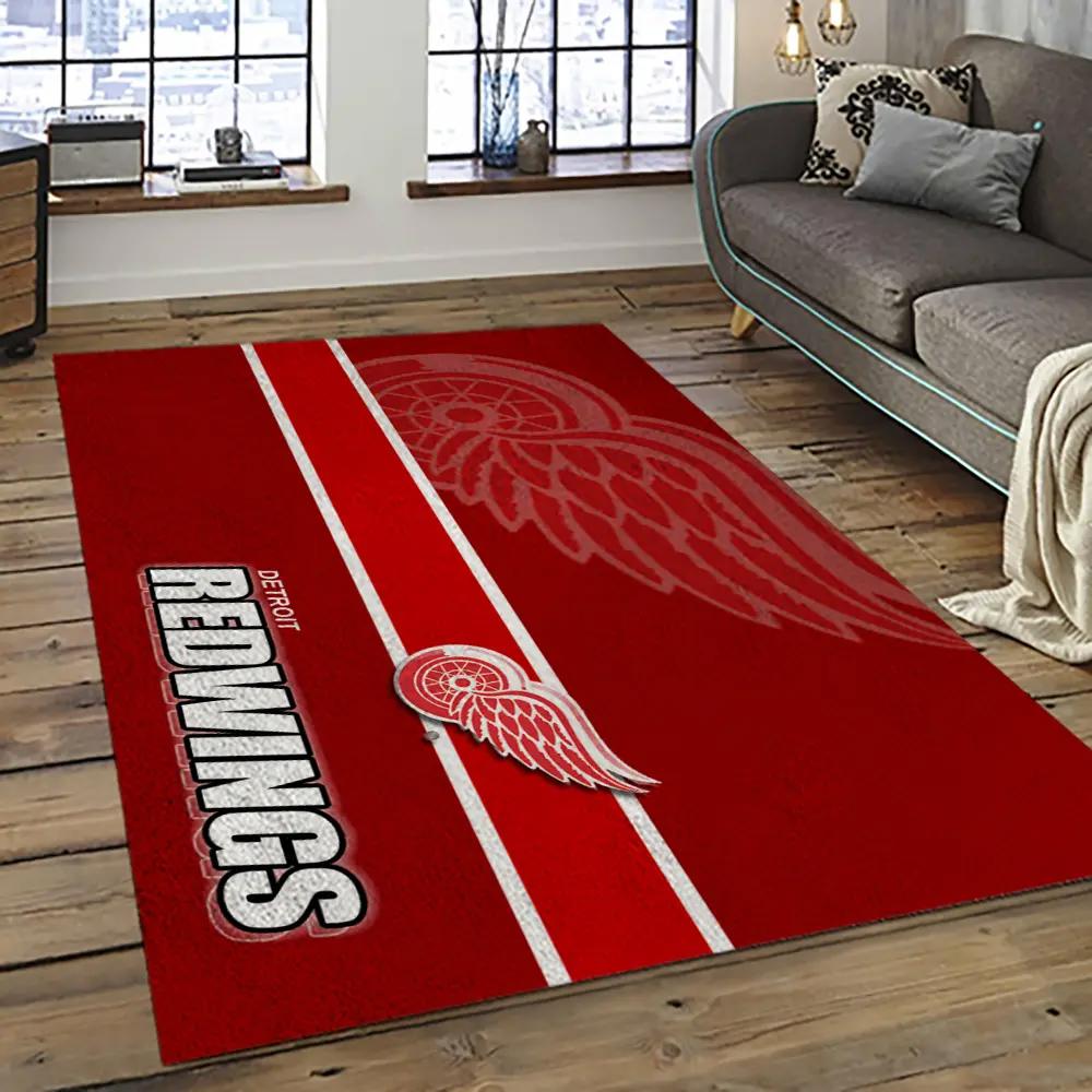 Nhl detroit red wings hockey team logo sport carpet rectangle area rug for living room drw35 Rectangle Rug